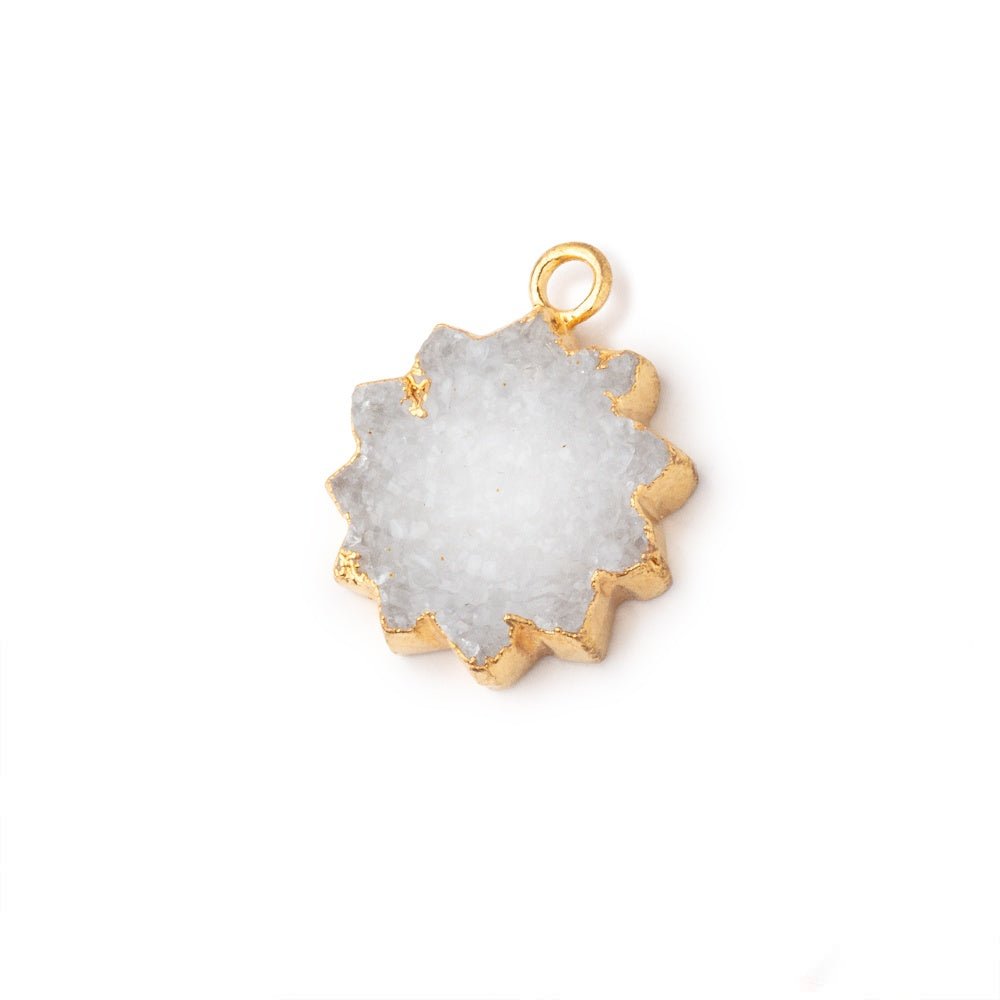 15mm Gold Leafed White Drusy Star Burst Pendant 1 focal piece