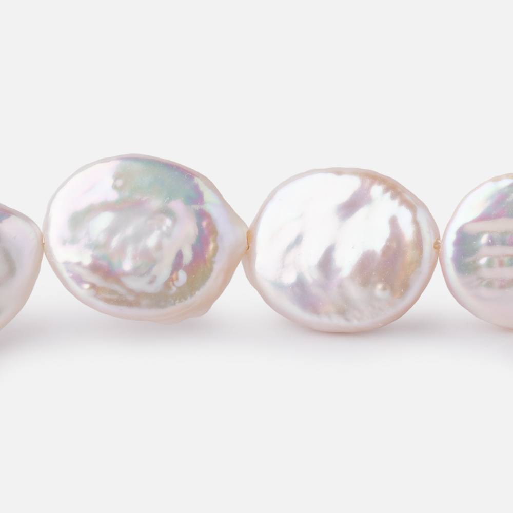 15mm Rosé White Coin Freshwater Pearls 15.5 inch 23 pieces