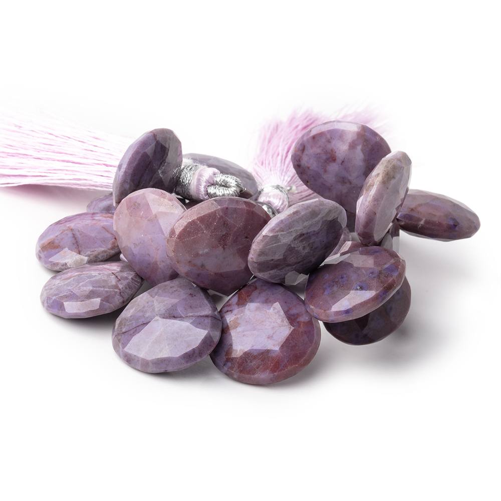 15mm Turkish Purple Jade Faceted Heart Beads 4.5 inch 20 pieces