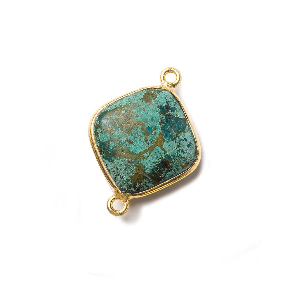 15mm Vermeil Bezeled Chrysocolla plain pillow Focal Connector 1 piece
