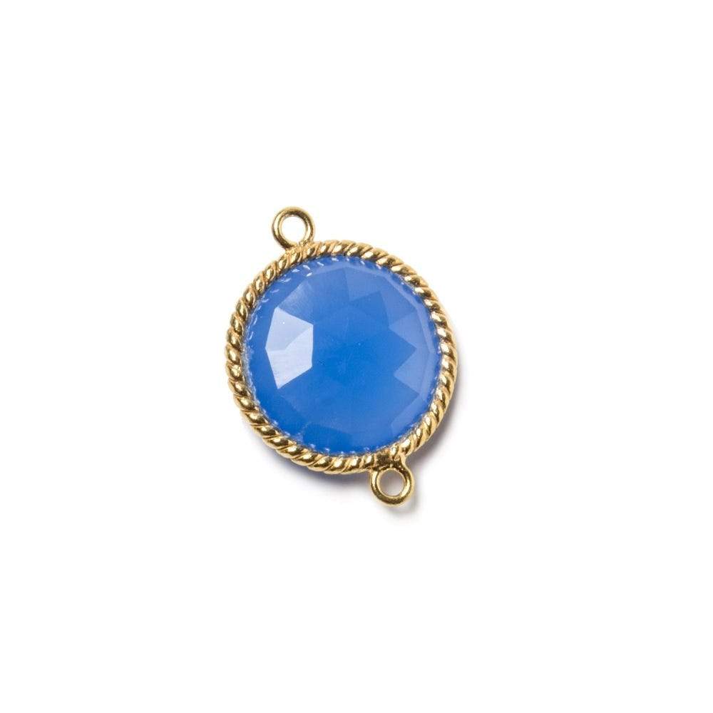 15mm Vermeil twist rope Bezel Santorini Blue Chalcedony Connector 1 piece