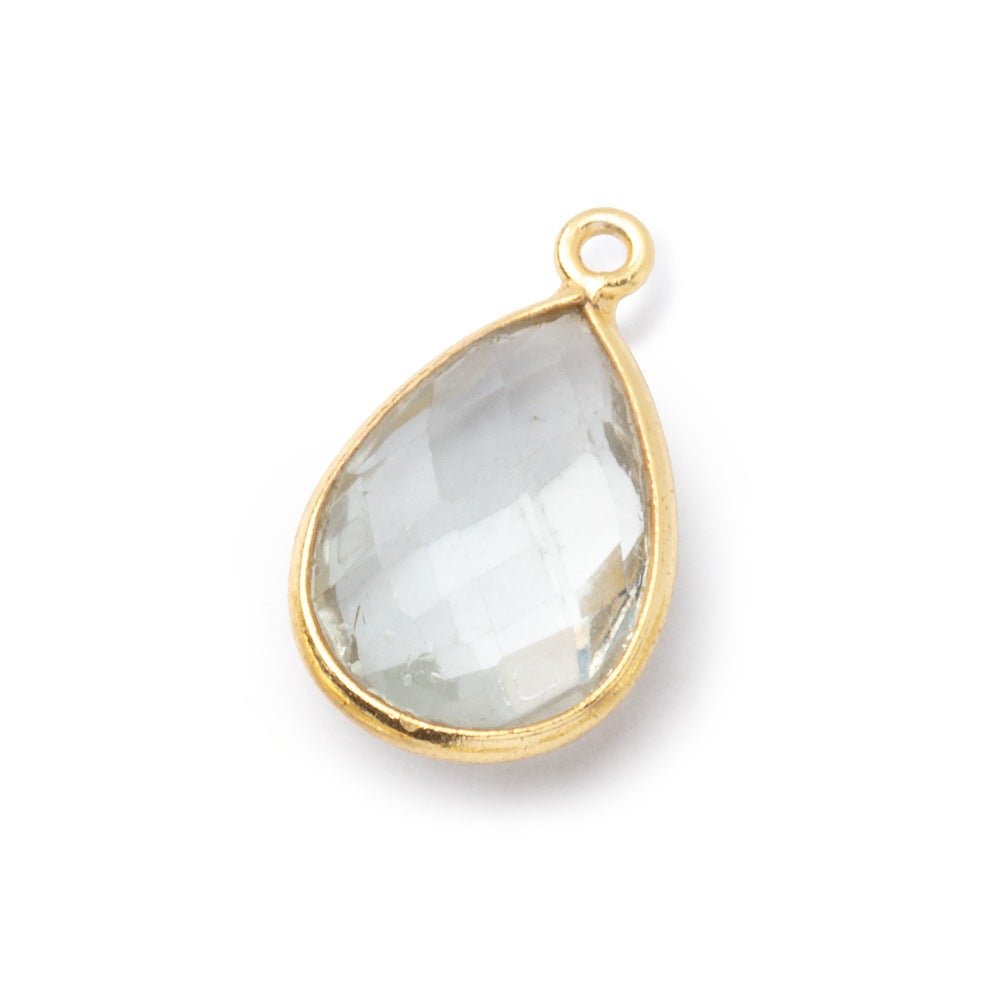 15x10-16x11mm Vermeil Bezel Prasiolite Faceted Pear Pendant 1 piece