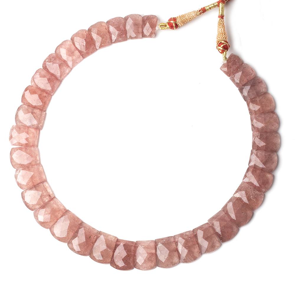 15x10-20x15mm Strawberry Quartz double drilled faceted fancy shape collar 34 beads