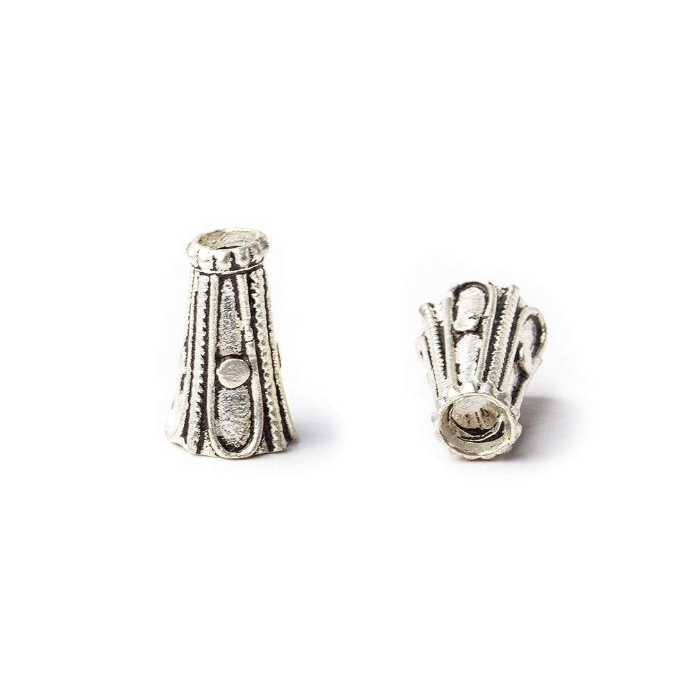 15x10mm Antiqued Sterling Silver Cone 7mm Id 1 piece