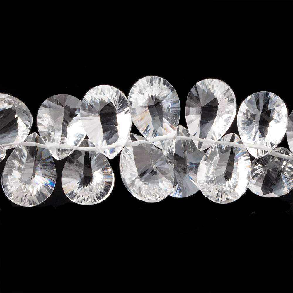 15x10mm Crystal Quartz Double Pavilion Faceted Pear Beads 8 inch 39 pieces