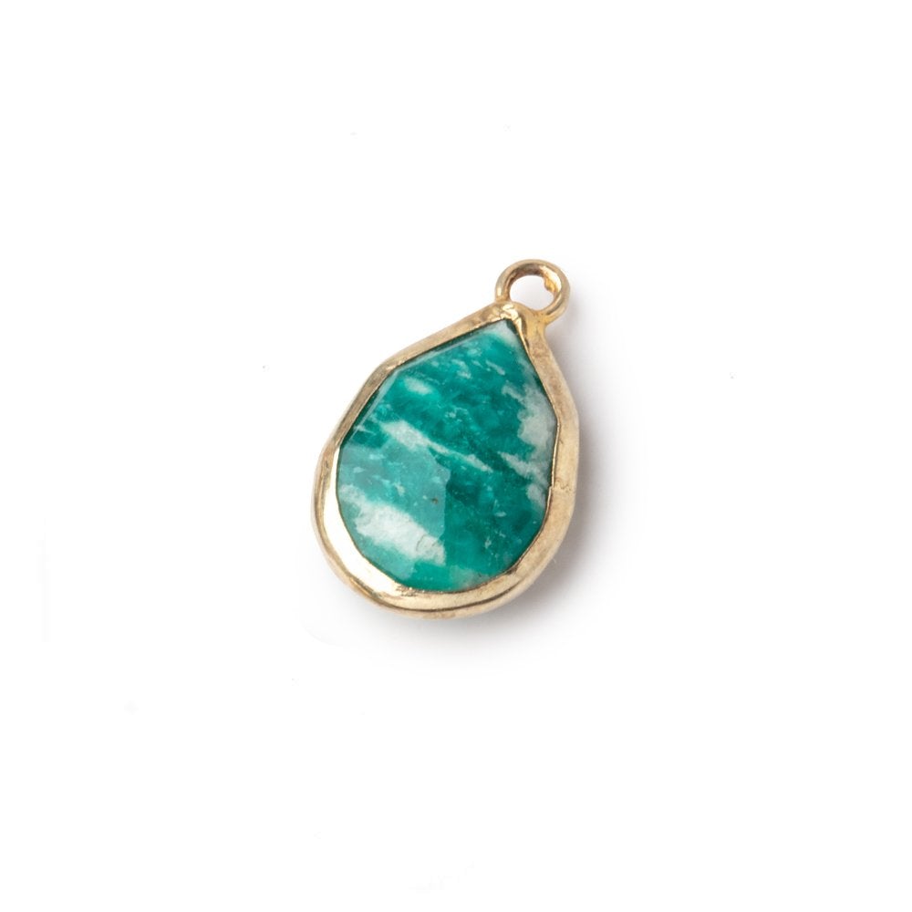 15x11mm Vermeil Bezel Russian Amazonite Pear Focal Pendant 1 piece