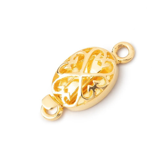 15x11mm Vermeil Oval Box Clasp with Heart Design 1 piece