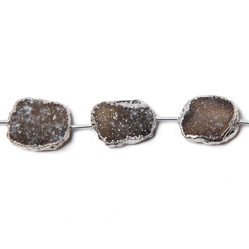 15x12-16x13mm Silver Leafed Black Drusy Strand 8 inch 10 pieces