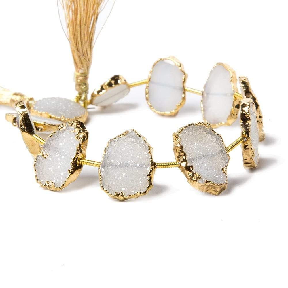 15x12mm-16x13mm Gold Leafed Creamy White Drusy Strand 7 inch 10 pieces