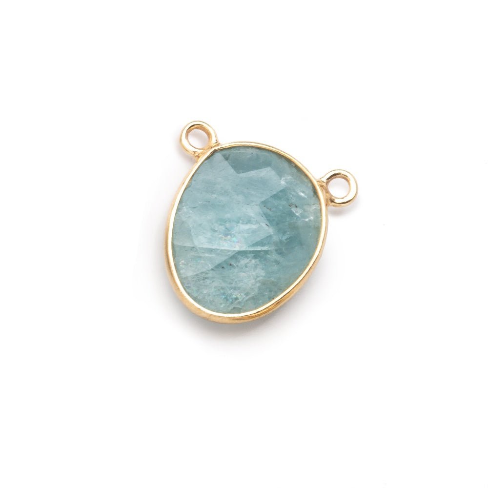 15x12mm Vermeil Bezel Aquamarine Faceted Nugget Connector 1 piece