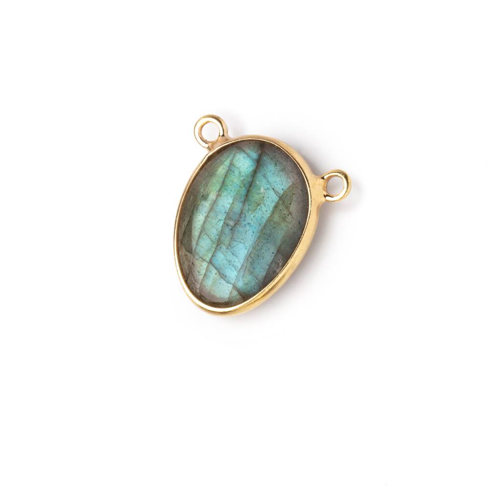 15x12mm Vermeil Bezel Labradorite Plain Nugget Connector 1 piece