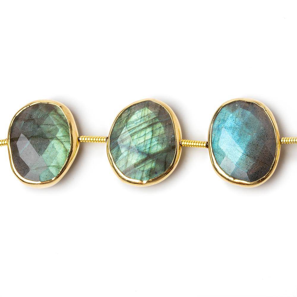 15x12mm Vermeil Bezel Labradorite Side Drilled Faceted Ovals 8 inch 12 pieces