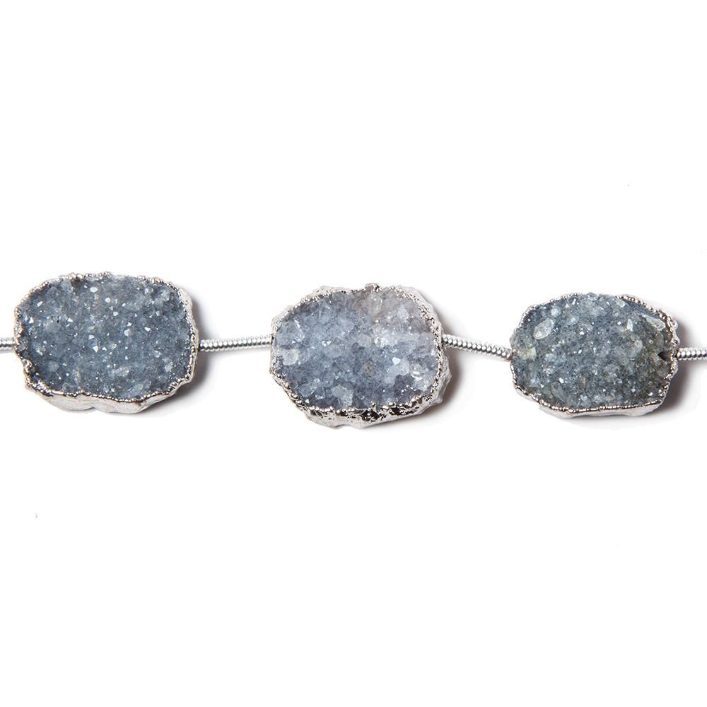 15x13-16x13mm Silver Leafed Grey Black Drusy Strand 4 inch 5 pieces