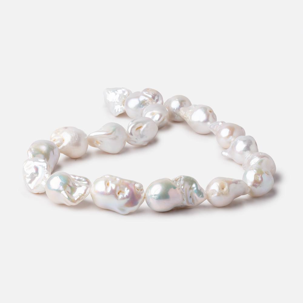 15x13-22x14mm White Ultra Baroque Freshwater Pearls 15.5 inch 18 Pieces AA