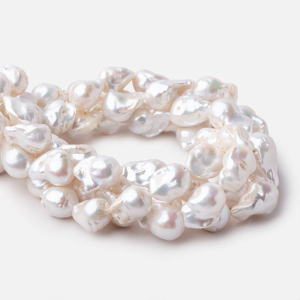 15x13-22x14mm White Ultra Baroque Freshwater Pearls 15.5 inch 18 Pieces AA