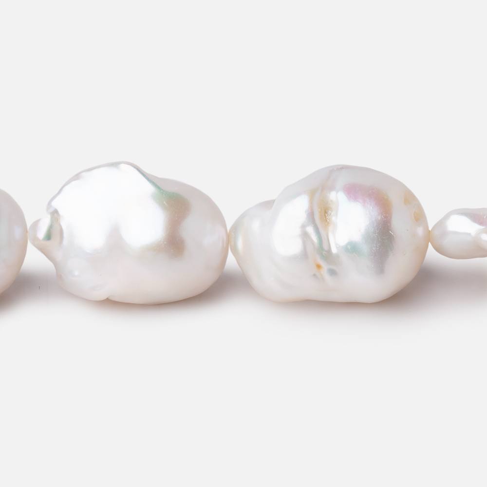 15x13-22x14mm White Ultra Baroque Freshwater Pearls 15.5 inch 18 Pieces AA