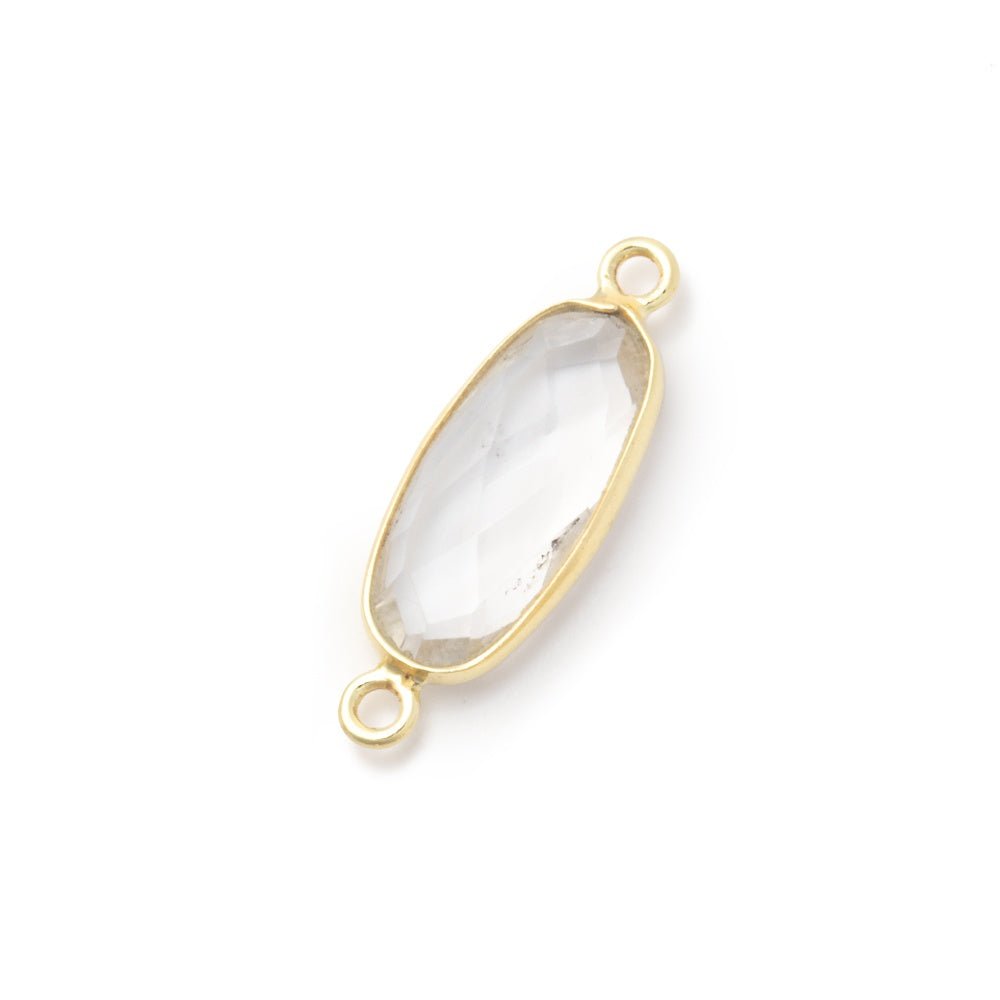 15x7mm Vermeil Bezel Crystal Quartz Elongated Oval 1 Connector