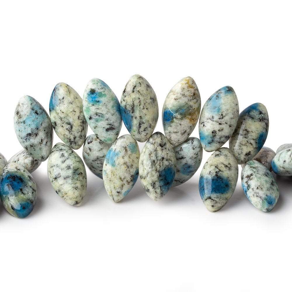 15x8mm K2 Azurite Granite "K2 Jasper" plain marquise beads 8 inch 55 pieces