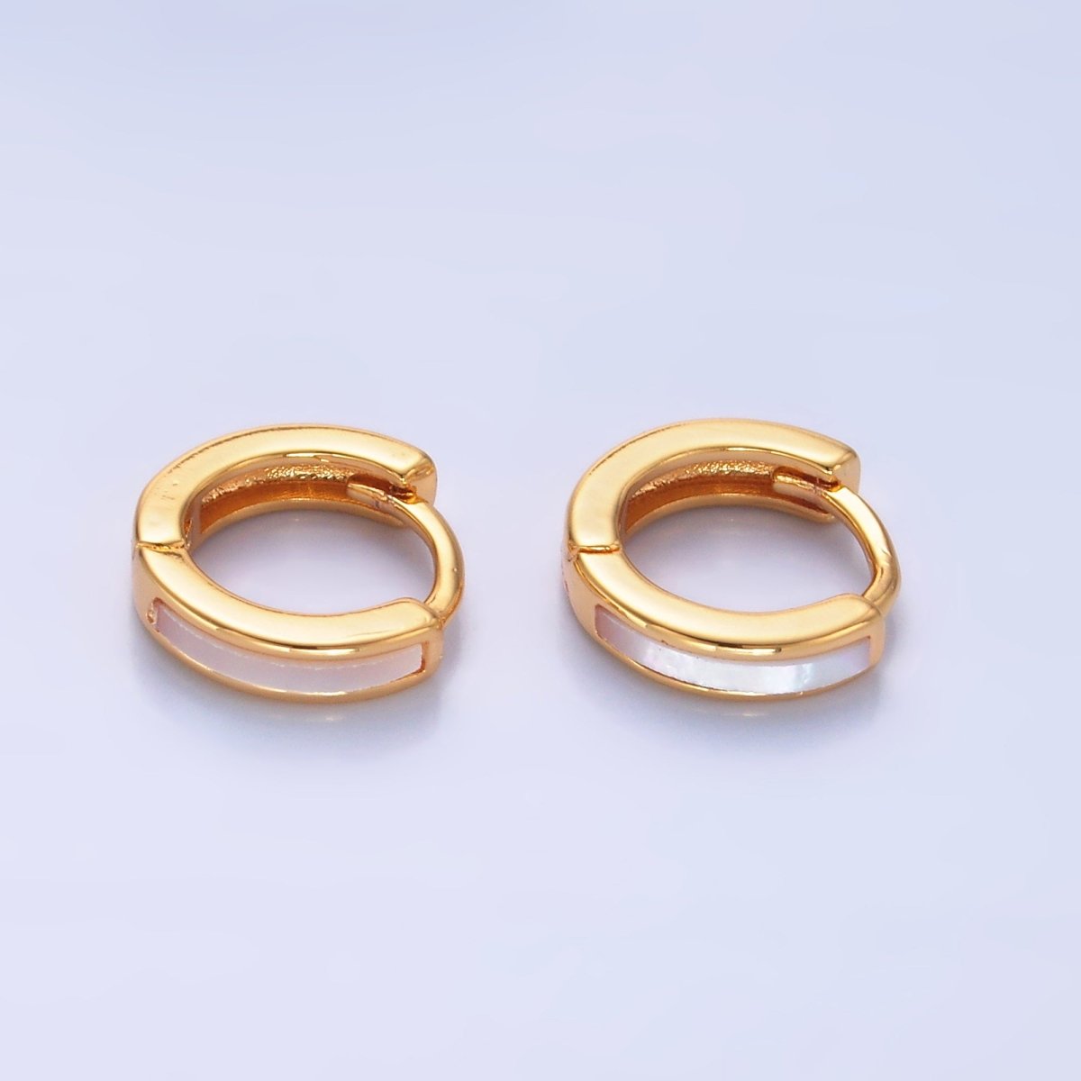 16K Gold Filled 12mm Shell Pearl Lined Cartilage Huggie Earrings | P405
