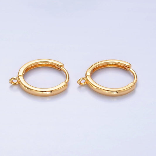 16K Gold Filled 15mm Minimalist Huggie Drop Open Loop Earring Findings | Z1036