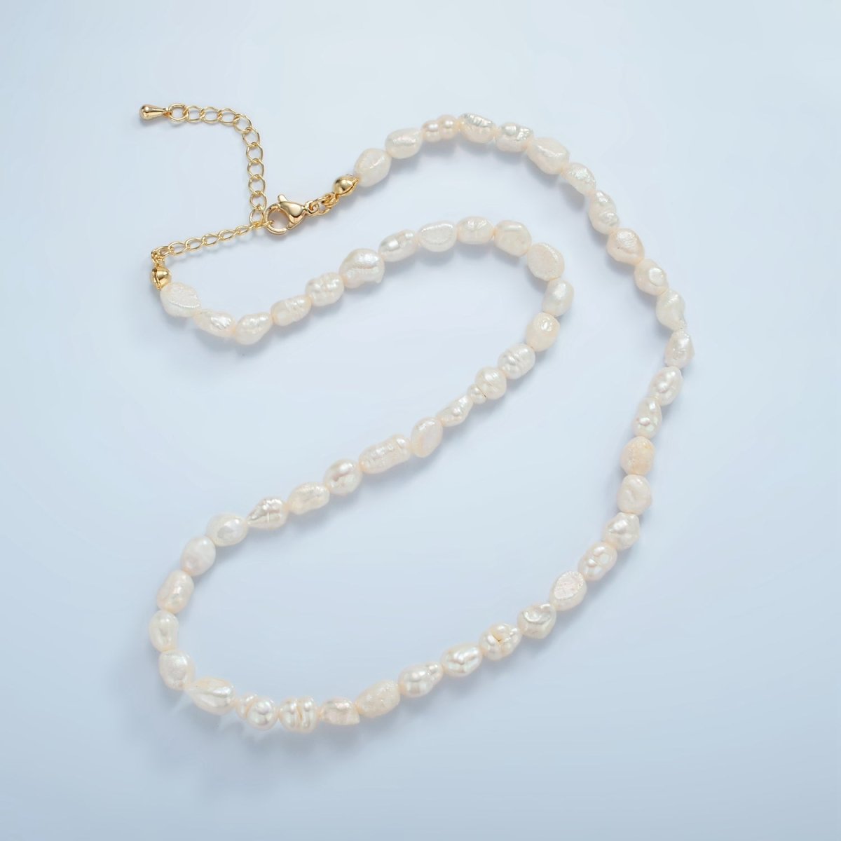 16K Gold Filled 6mm White Freshwater Pearl 16 Inch Choker Necklace | WA-2657