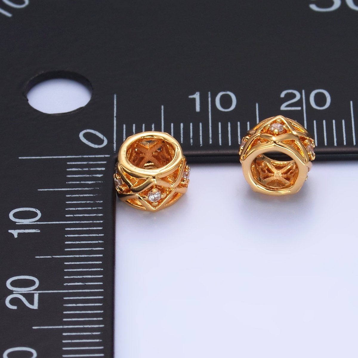 16K Gold Filled 8mm CZ Geometric Artisan Filigree Bead | B108