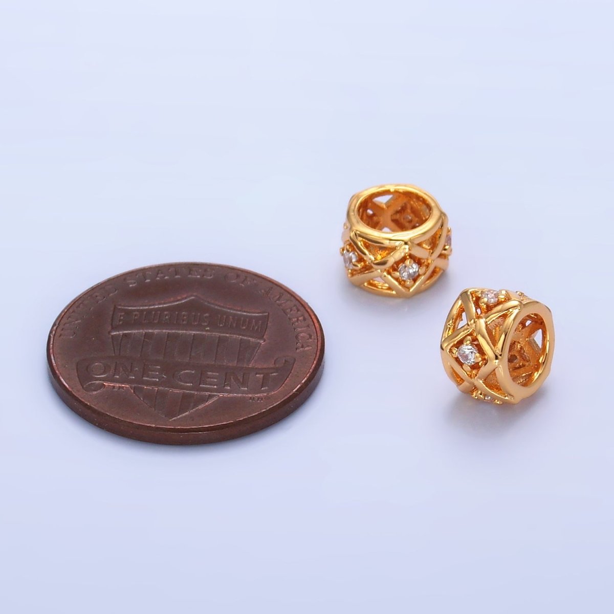 16K Gold Filled 8mm CZ Geometric Artisan Filigree Bead | B108