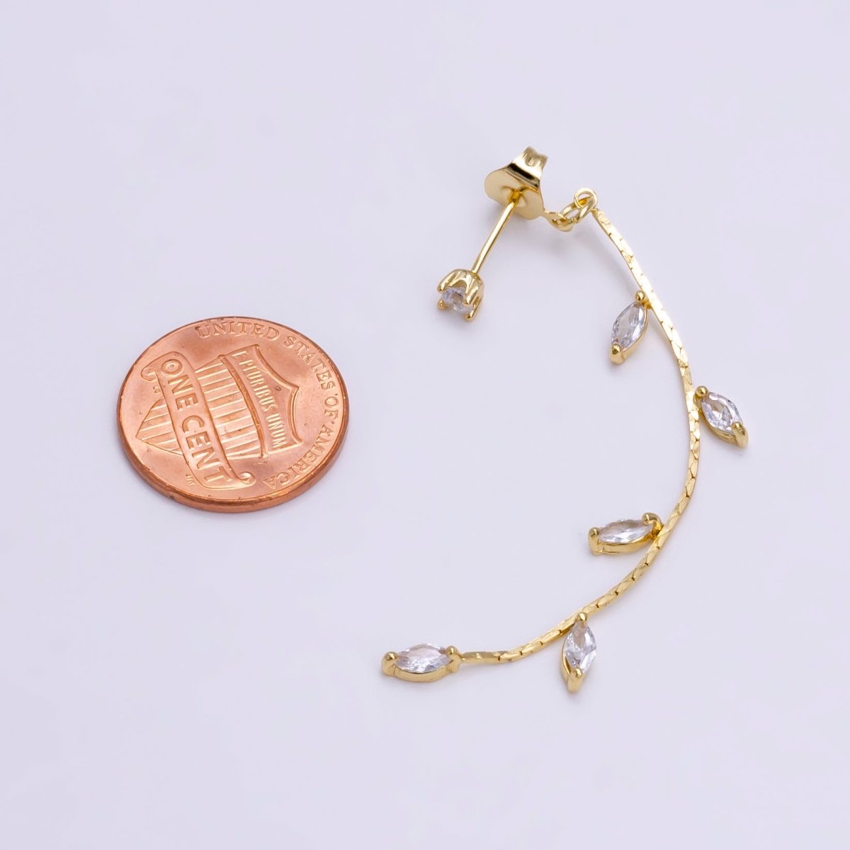 16K Gold Filled Marquise Leaf Drop Stud Drop Earrings | AE313