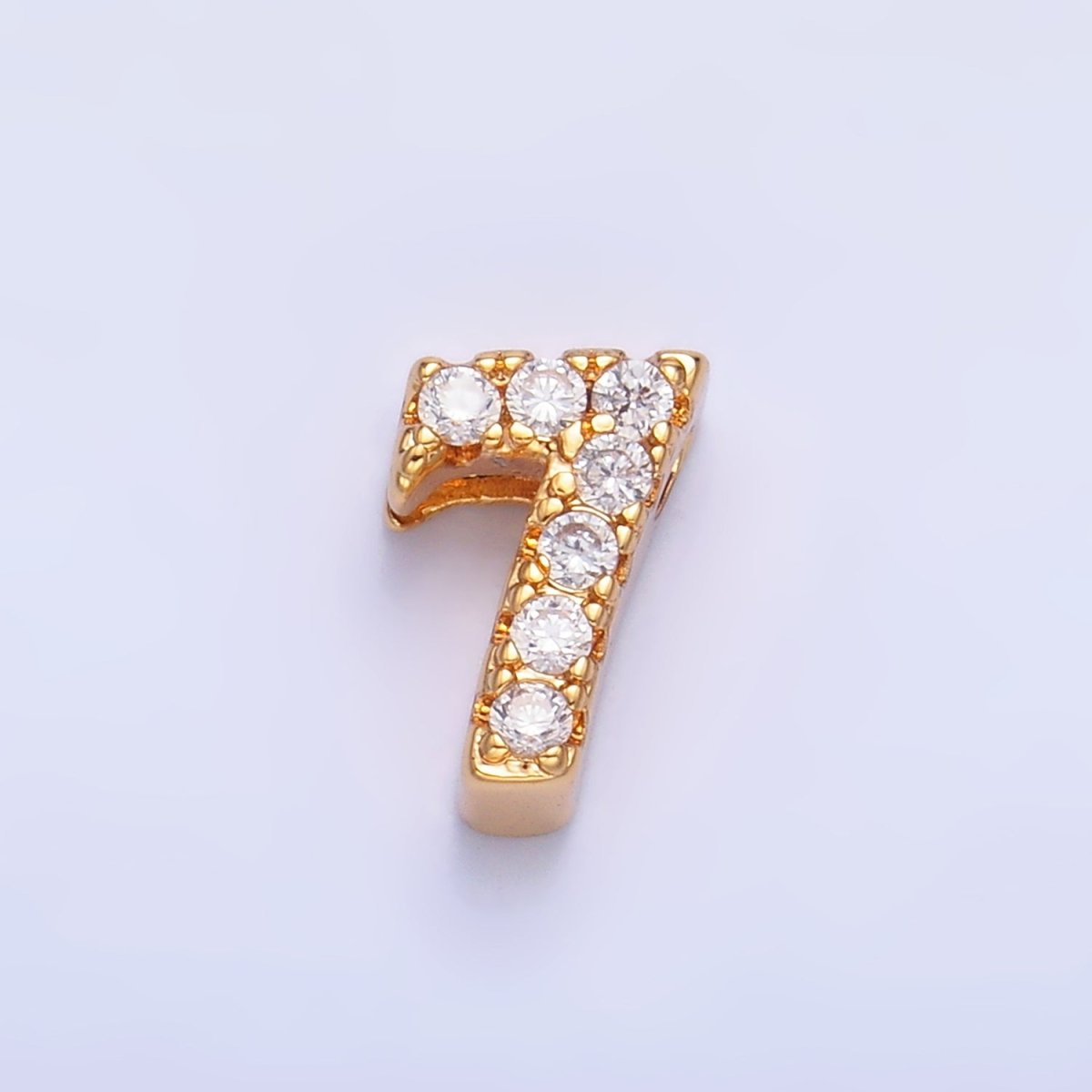 16K Gold Filled Number 0 - 9 Micro Paved CZ Bead | B291 - B295