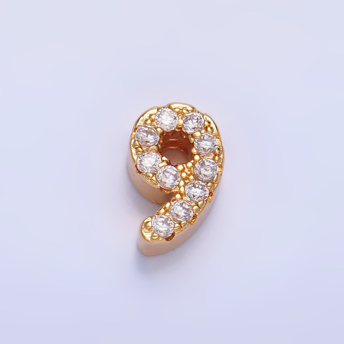 16K Gold Filled Number 0 - 9 Micro Paved CZ Bead | B291 - B295