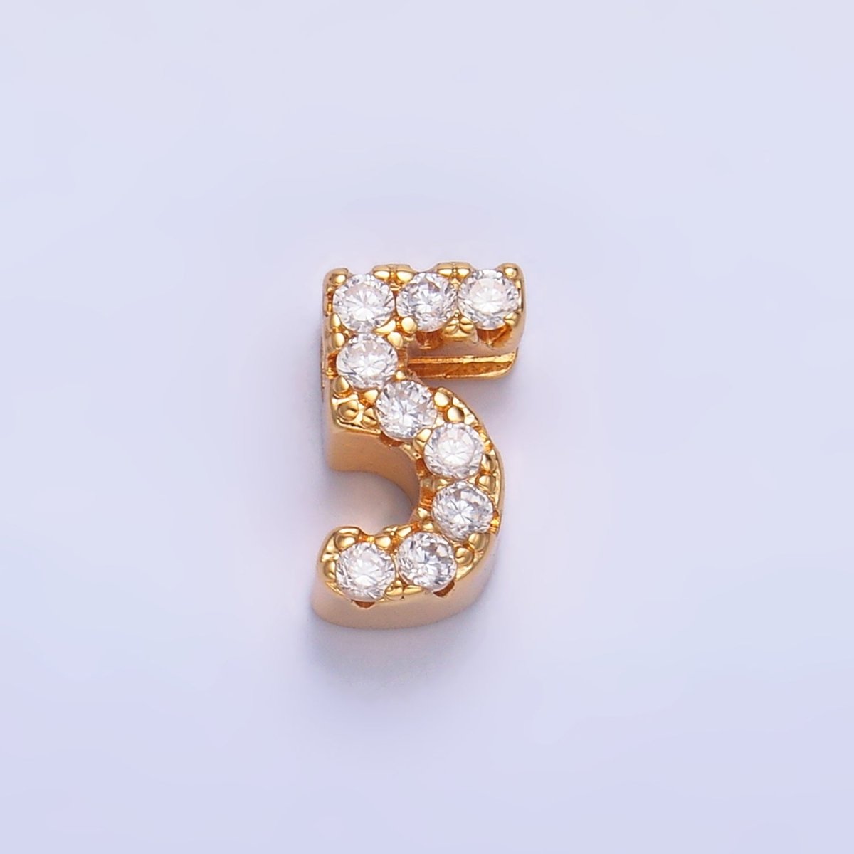 16K Gold Filled Number 0 - 9 Micro Paved CZ Bead | B291 - B295