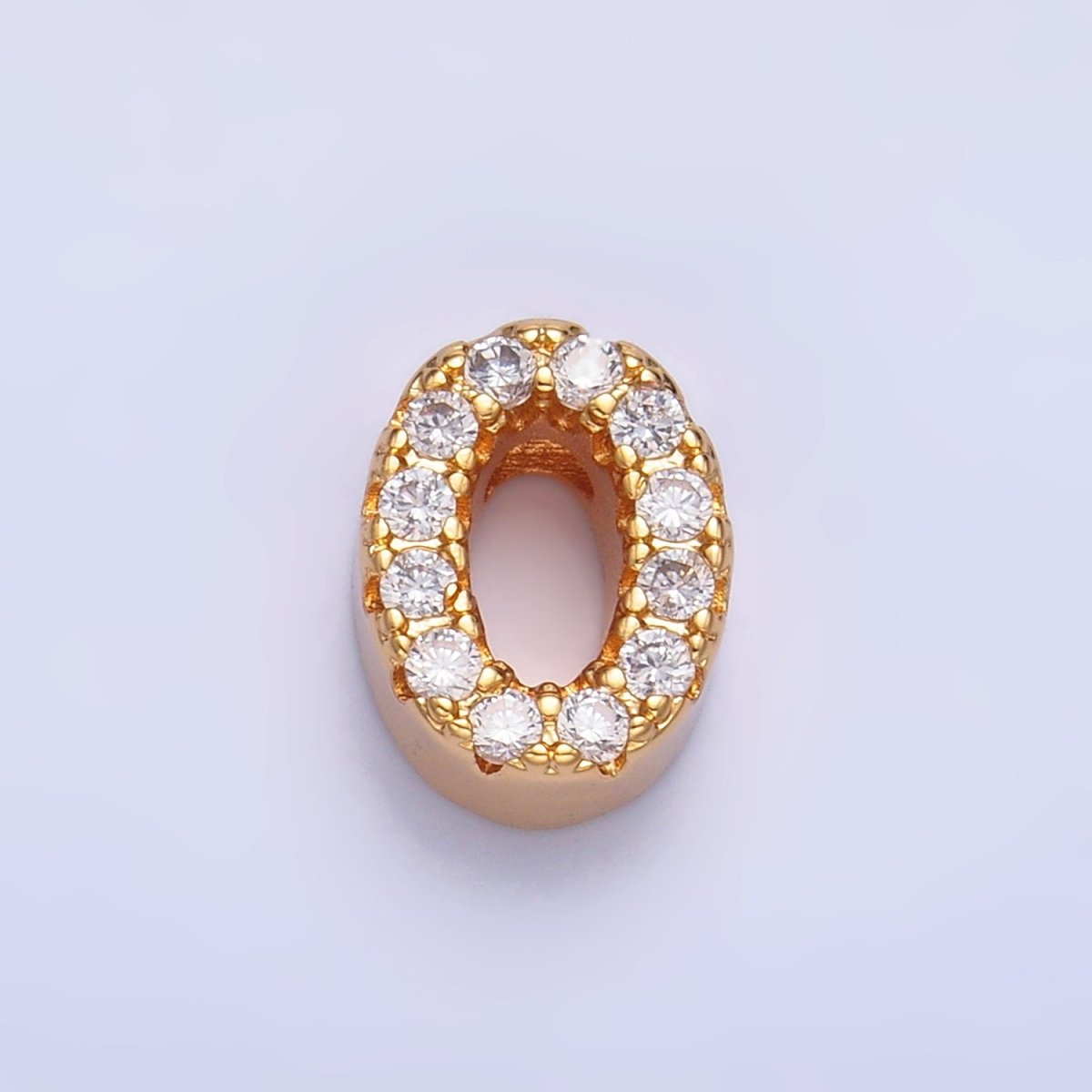 16K Gold Filled Number 0 - 9 Micro Paved CZ Bead | B291 - B295