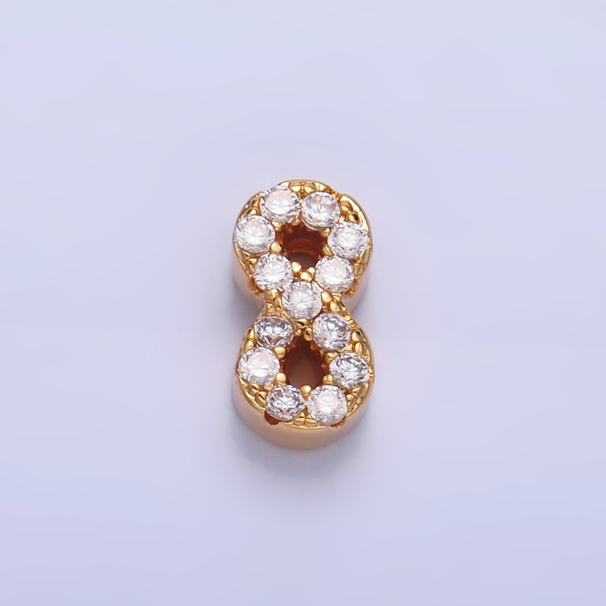 16K Gold Filled Number 0 - 9 Micro Paved CZ Bead | B291 - B295