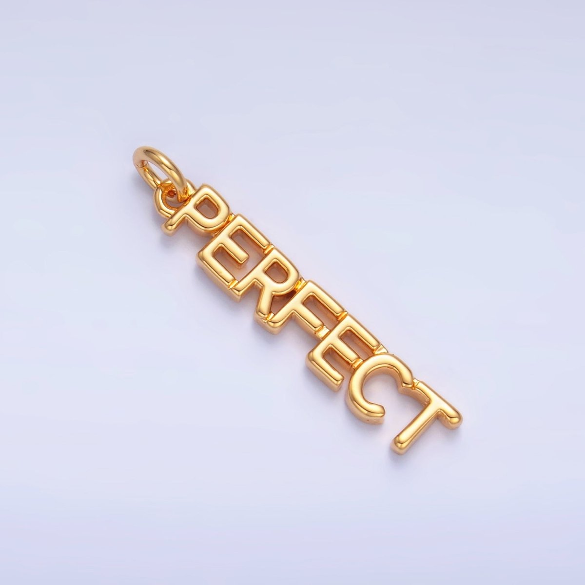 16K Gold Filled "PERFECT" Script Charm in Gold & Silver | W316