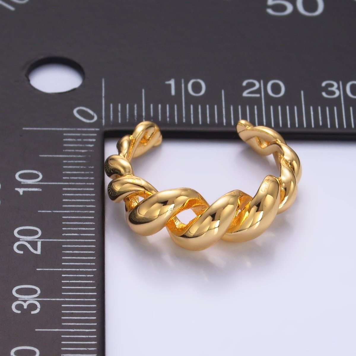 16K Gold Filled Spiral Twisted Out Rope Ring | O552
