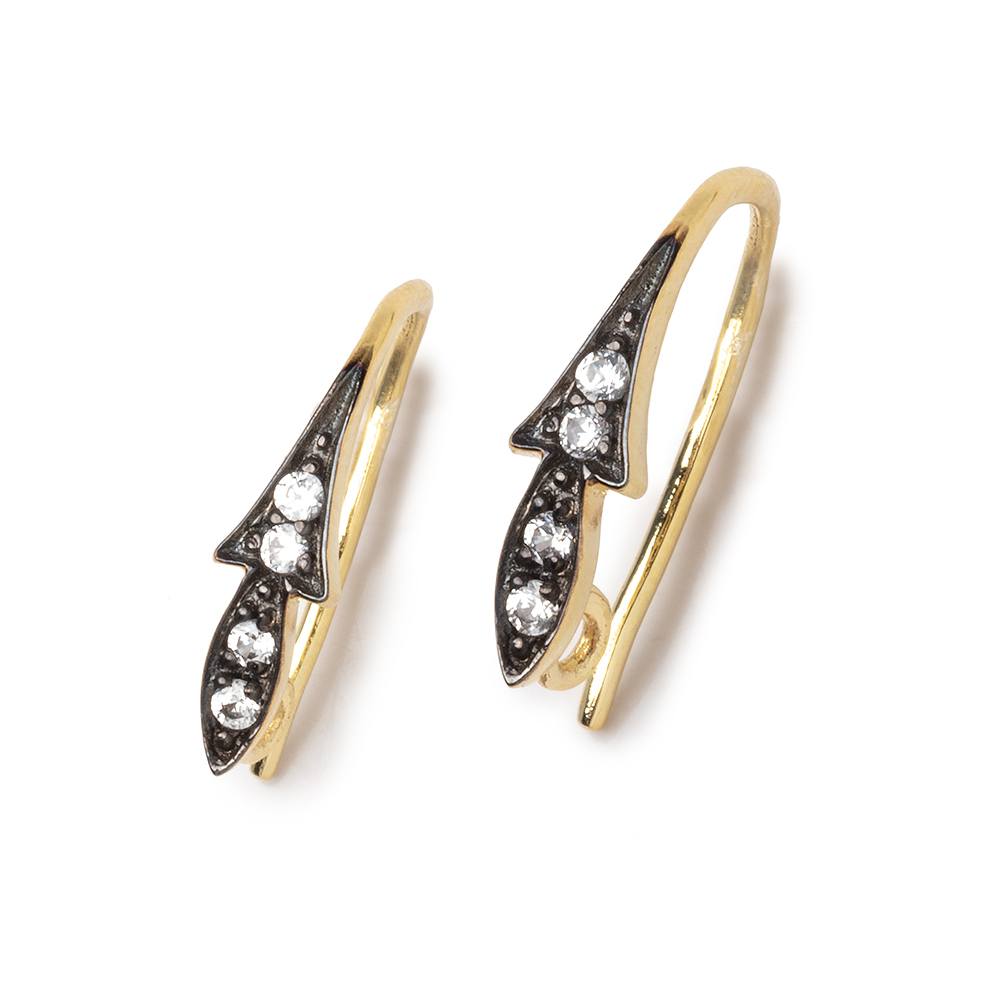16mm CZ Two Tone Ear Wire Set of 2 pieces