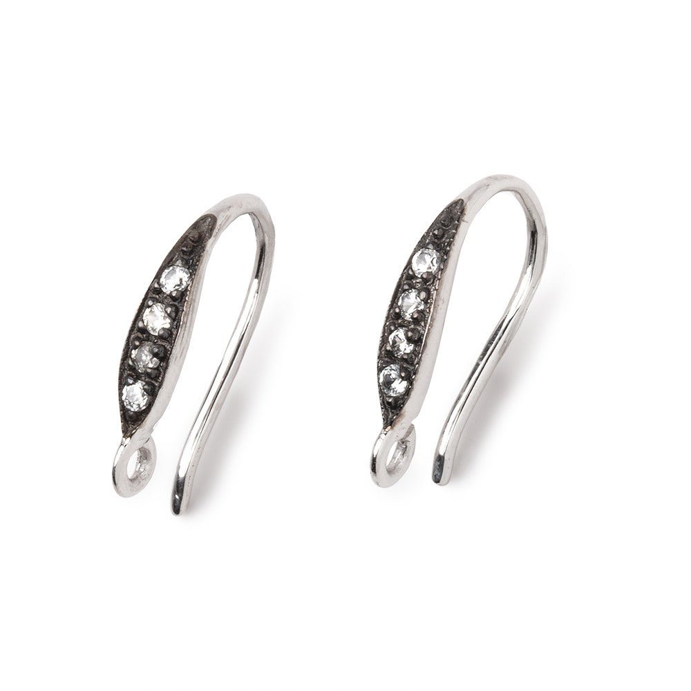 16mm CZ Two Tone Teardrop Ear Wire Set of 2 pieces