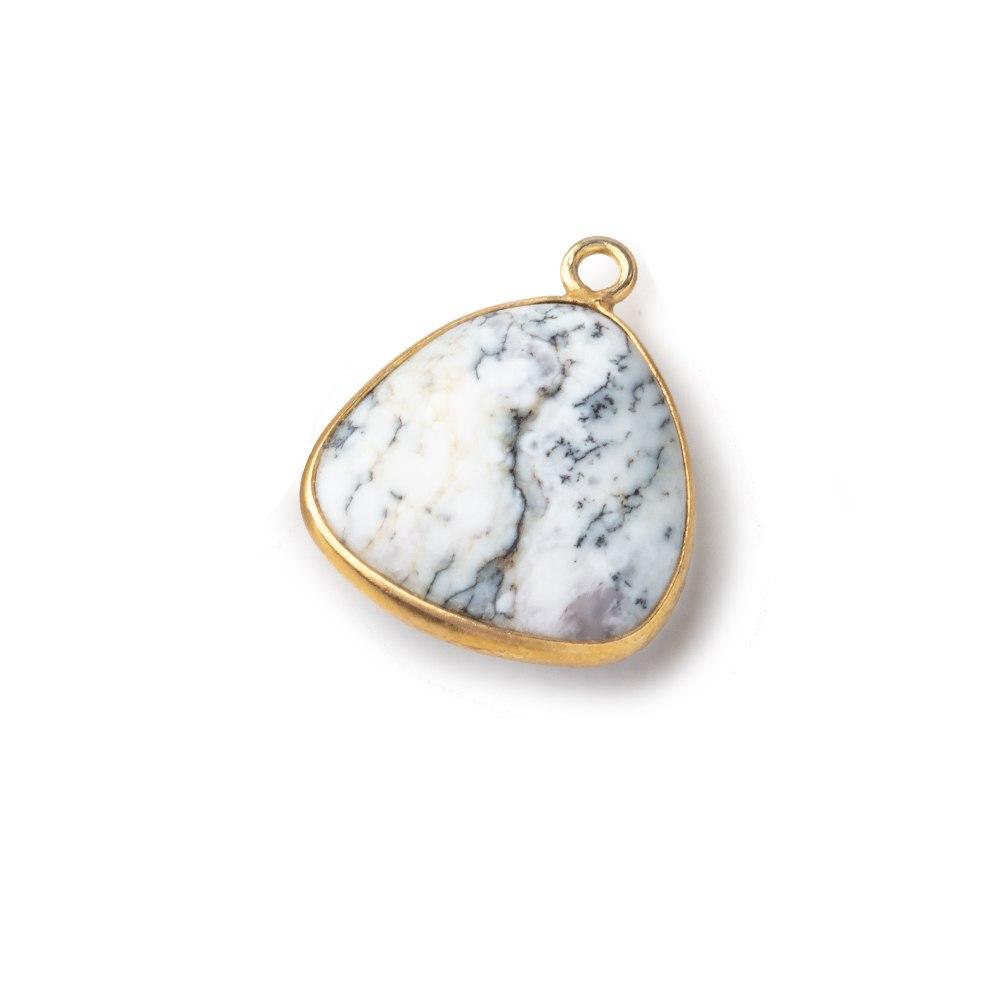 16mm Vermeil Bezel Dendritic Opal Plain Triangle Pendant 1 Focal Piece