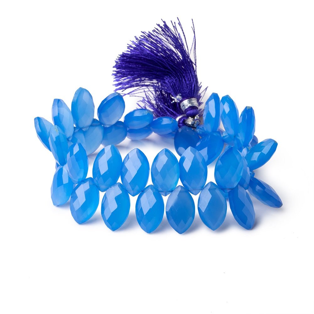 16x10mm Santorini Blue Chalcedony Faceted Marquise Beads 8 inch 40 pieces