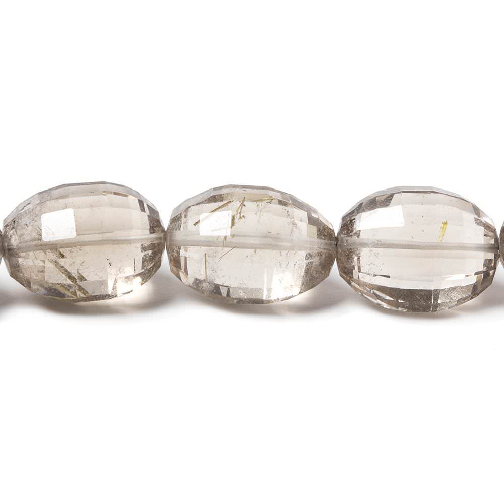 16x12-18x13mm Rutilated Smoky Quartz Checkerboard Faceted Oval Beads 12 Pieces