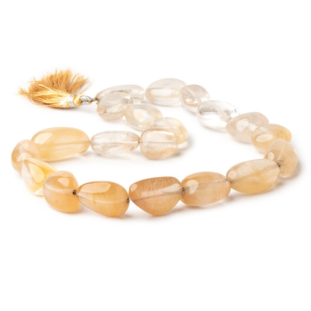 16x13-26x14mm Caramel Rutilated Quartz Plain Nuggets 16 inch 20 Beads