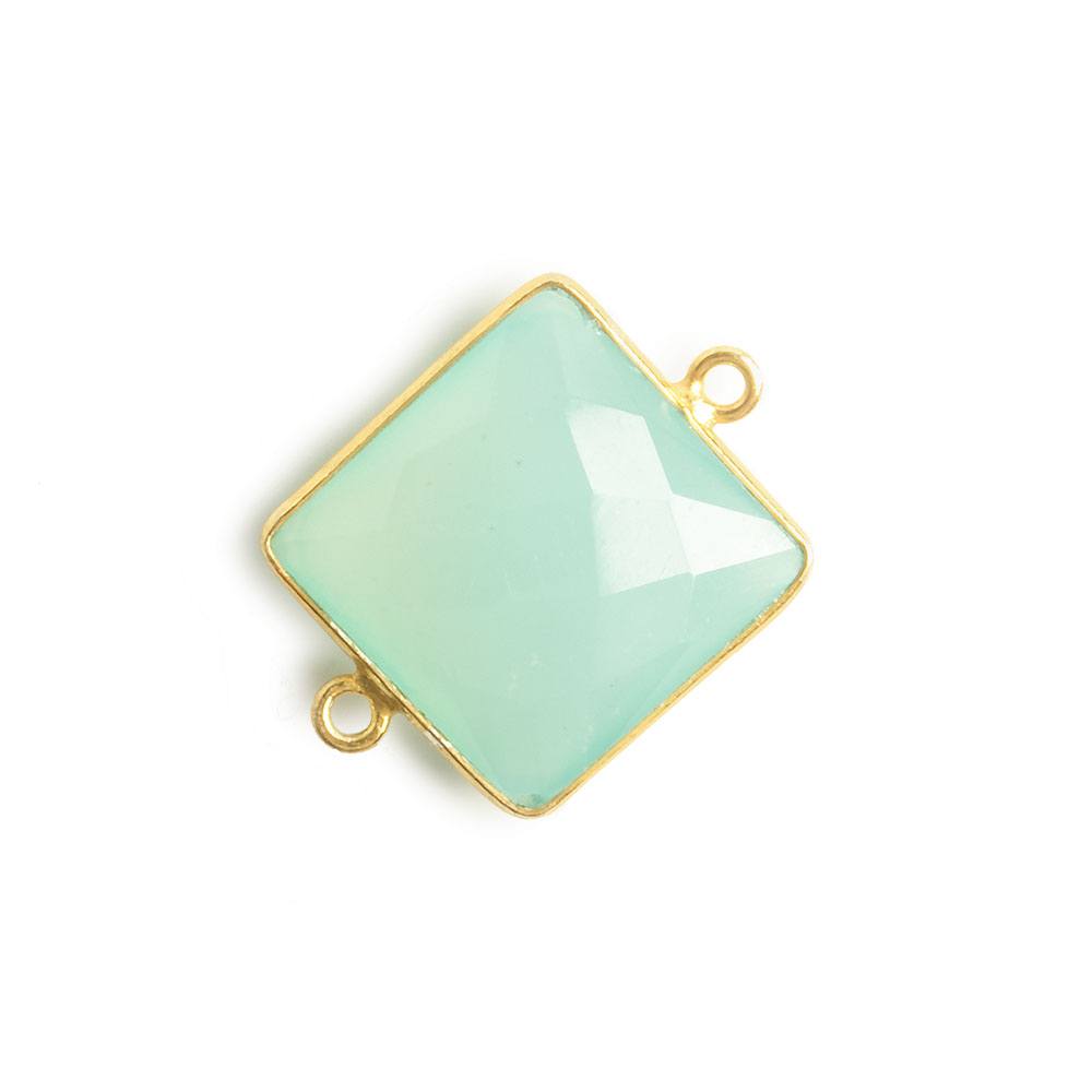 16x16mm Vermeil Bezel Sea Blue Chalcedony Square Connector 1 piece