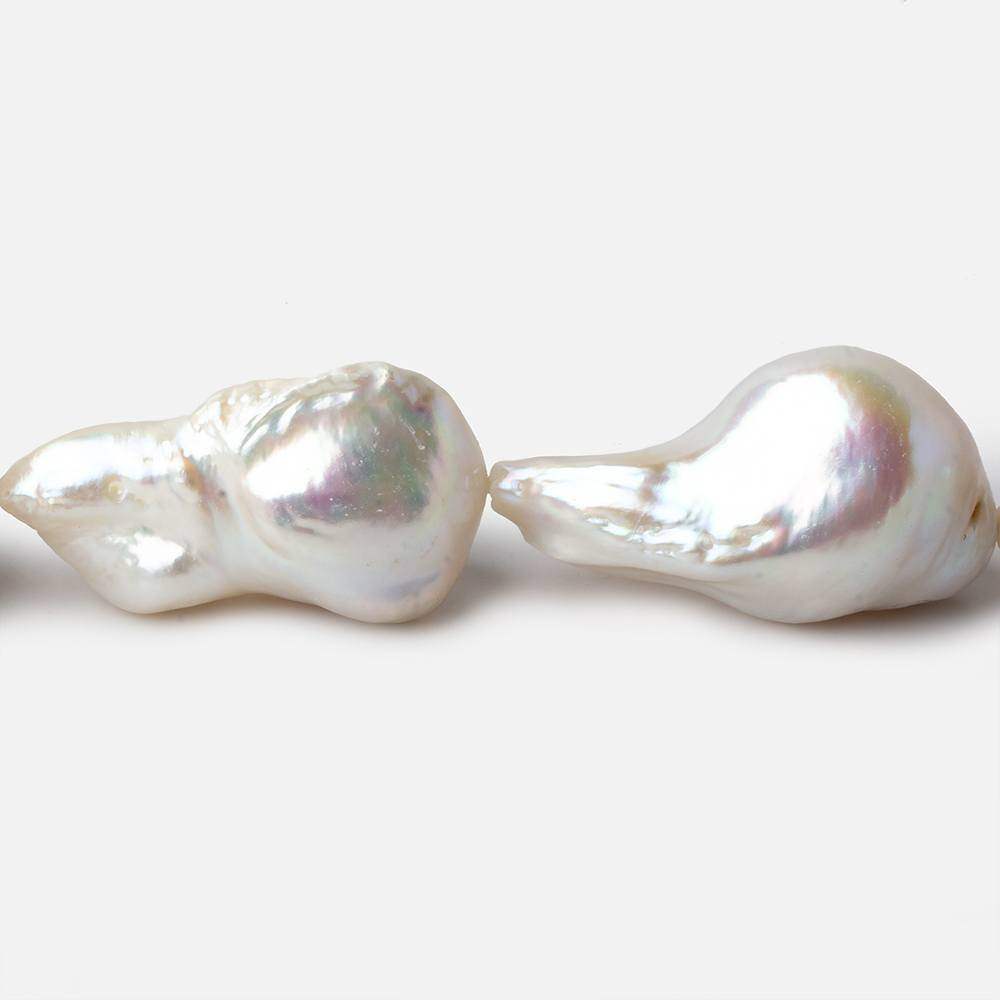 16x28-17x38mm Cream White Ultra Baroque Freshwater Pearls 16 inch 13 pieces AAA grade