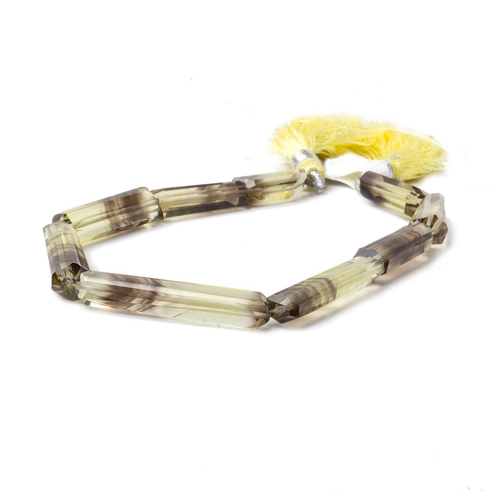 16x5-32x5mm BiColor Quartz faceted elongated tubes 8 inch 9 beads AA Grade