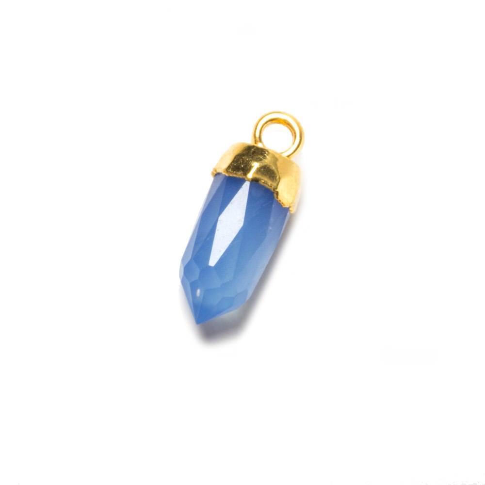 16x6mm Gold Leafed Santorini Blue Chalcedony Spike Pendants 1 piece