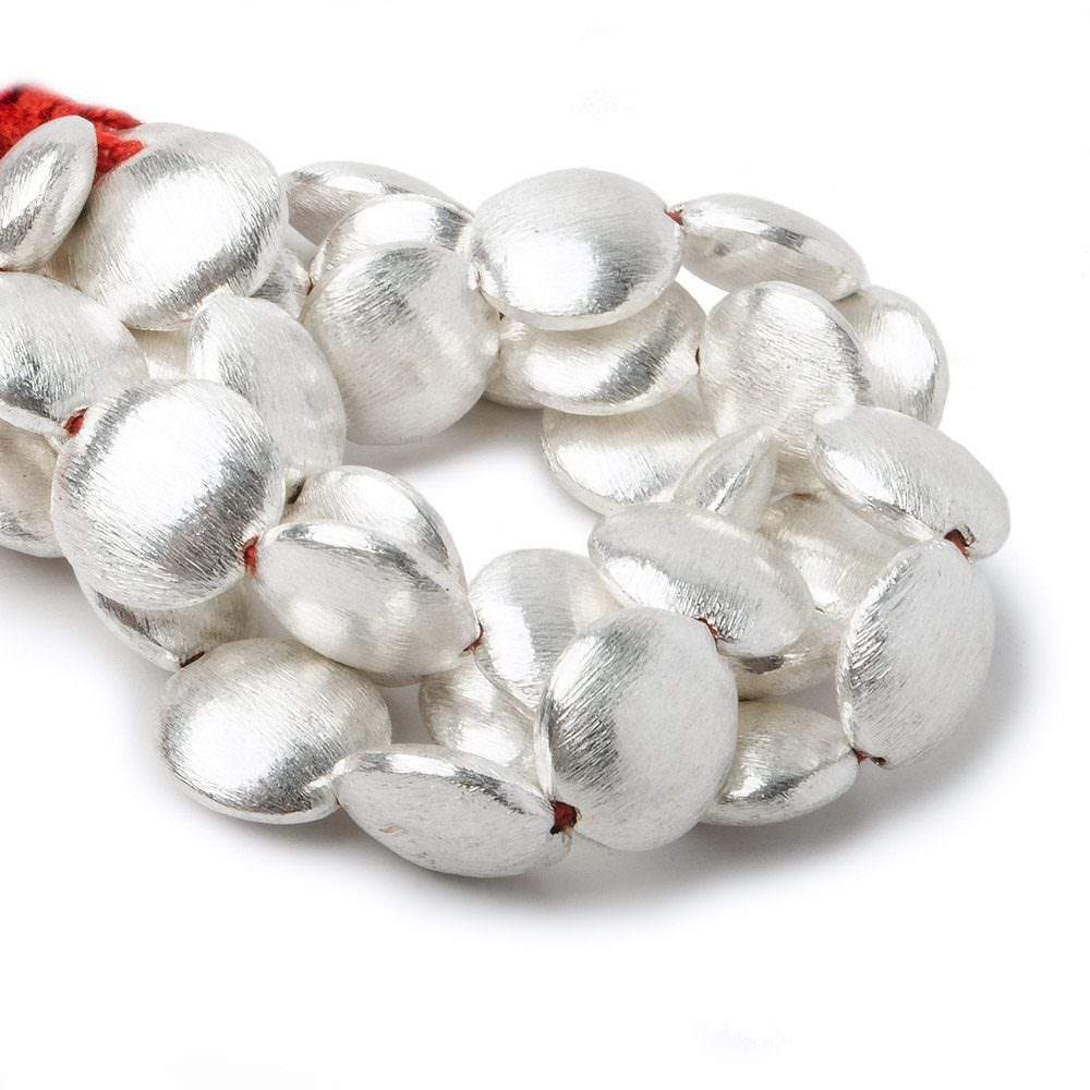 16x6mm Sterling Silver Plated Copper Coin, Brushed Finish 8 inch 13 pcs