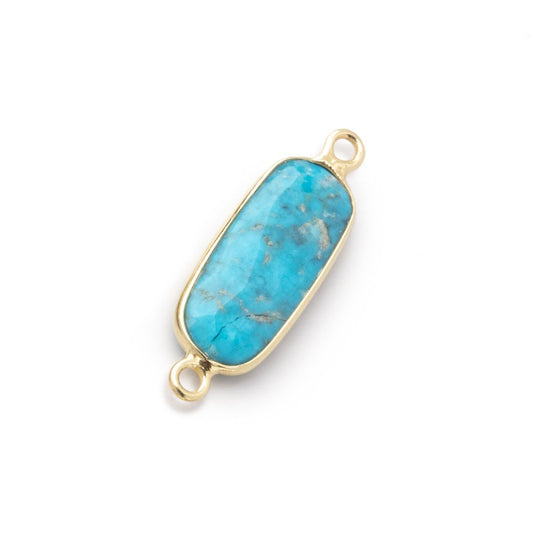 16x8mm Vermeil Bezel Turquoise Howlite Elongated Oval Connector 1 piece