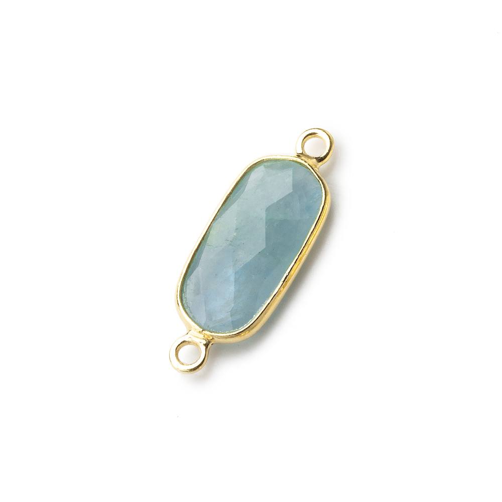 16x8mm Vermeil Bezeled Milky Aquamarine elongated oval Connector 1 focal bead
