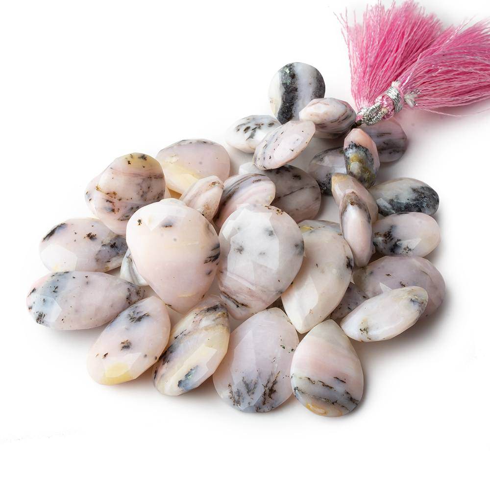 17.5x14-31x22mm Dendritic Pink Peruvian Opal Faceted Pears 8 inch 32 pieces A