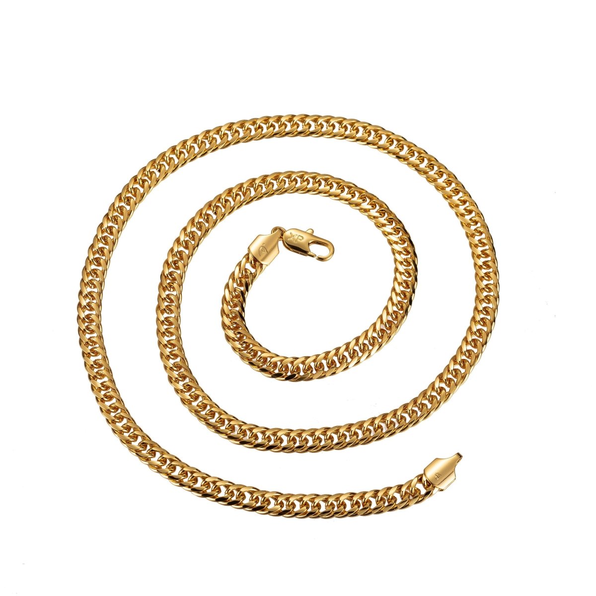 17.7'' Ready to Use 24K Gold Filled Cuban Curb Necklace Chain, Layering Curb Chain  Necklace, Lobster Clasp, Width is 4.6mm | CN-524  Clearance Pricing